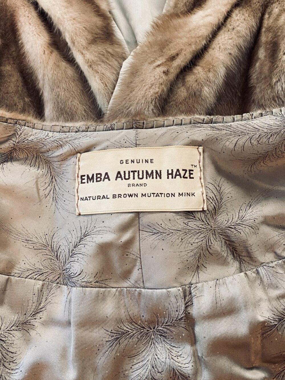 3-Pcs Vintage Autumn Haze Brand Emba Natural Brown Mink Fur Coat & Stole & Boa - Picture 13 of 17